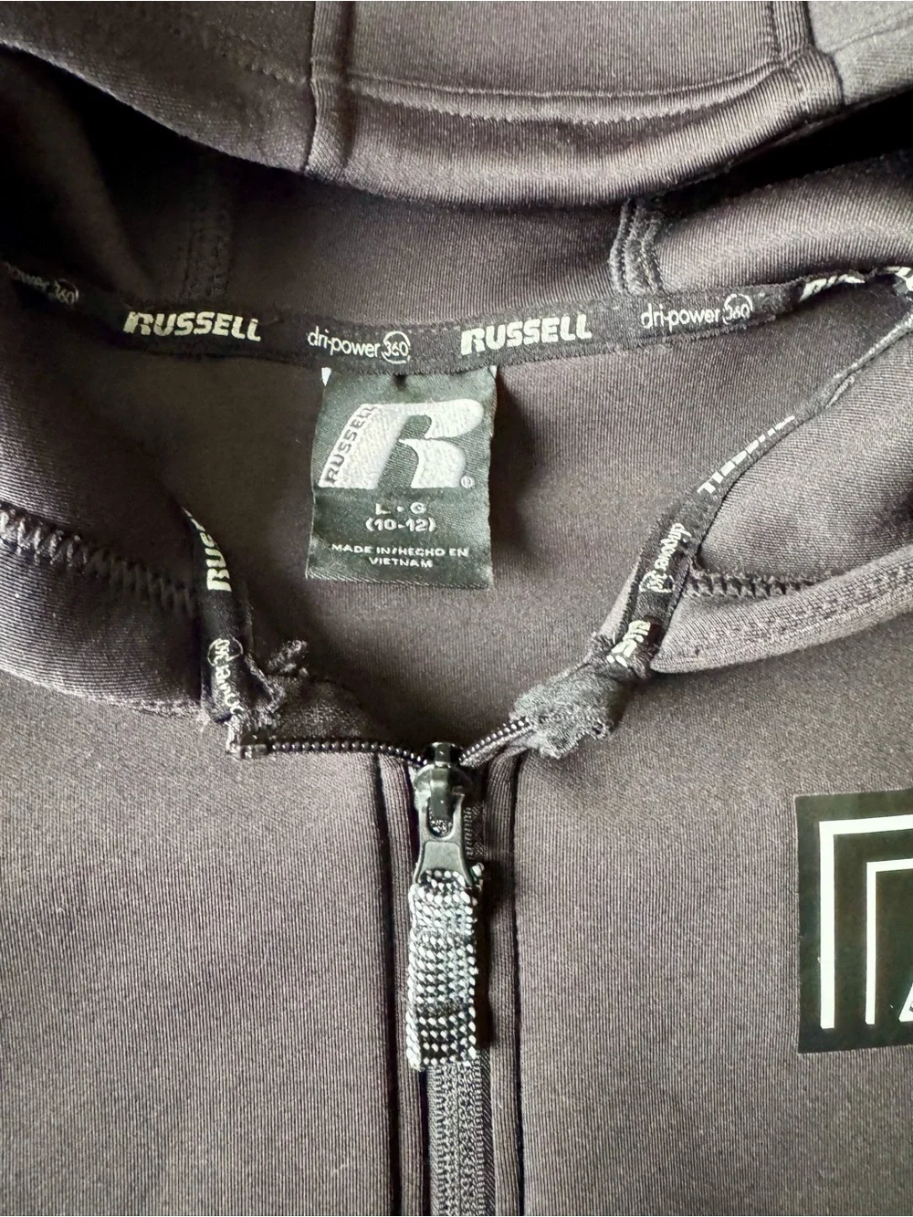 Russell Athletic Kids Black Hooded Zip Jacket with Logo